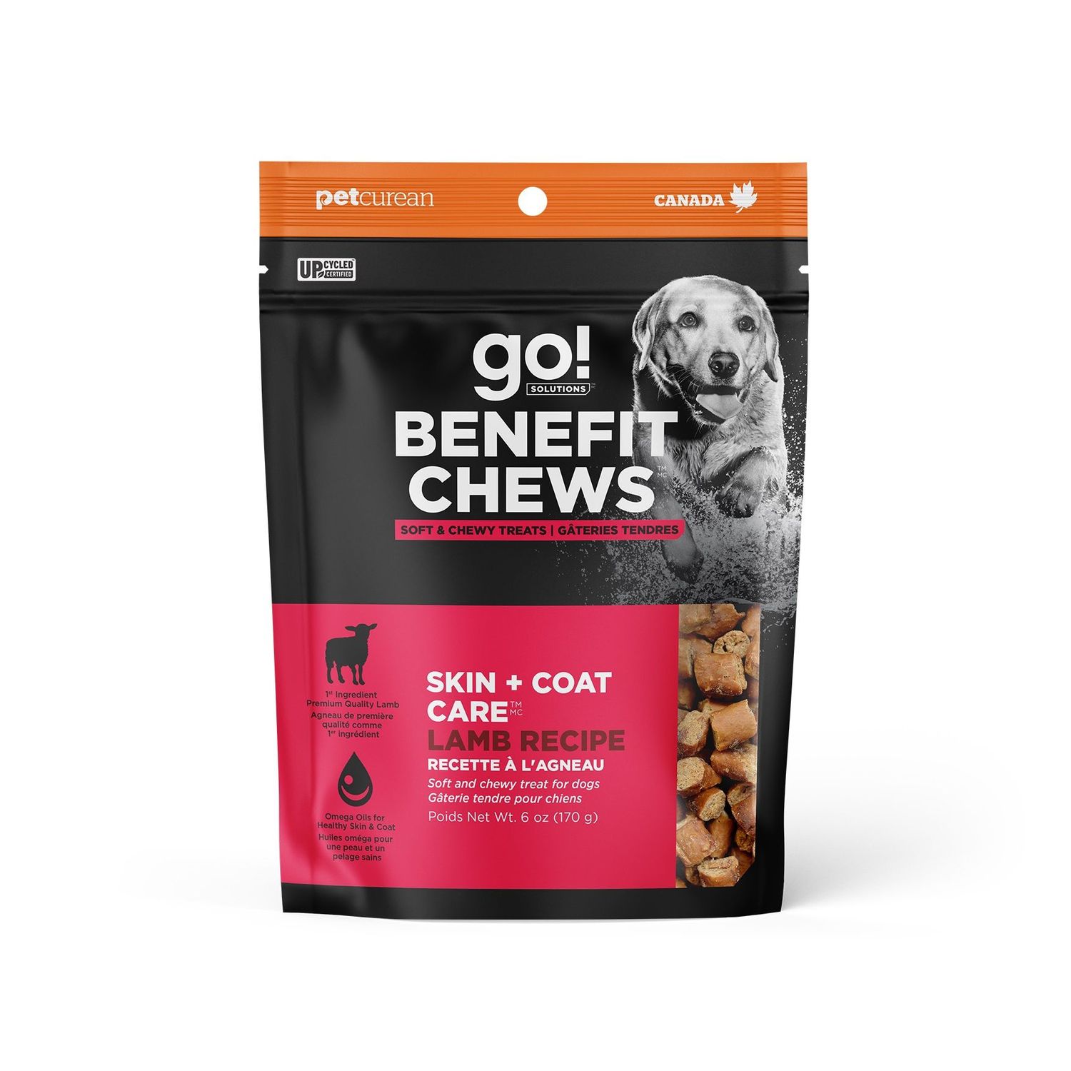 PETCUREAN - GO! Skin &amp; Coat Benefits Chews, Flavor: Agneau, Format: 170g