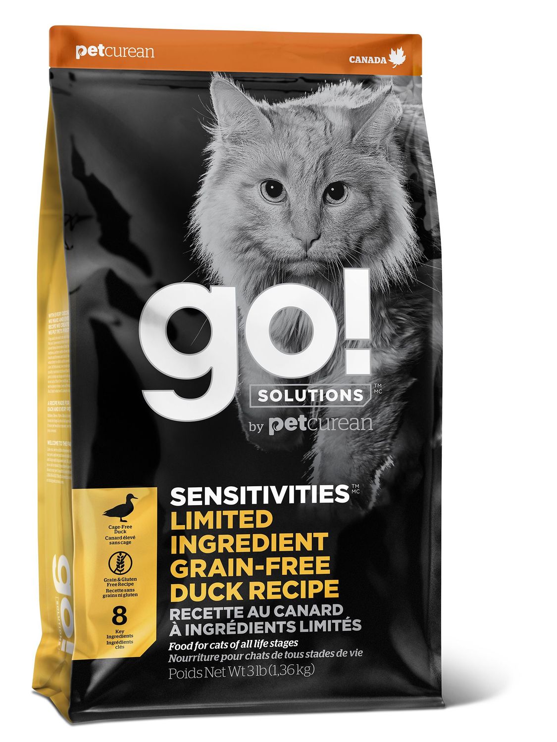 PETCUREAN -GO! Sensitivities Limited Ingredient Grain-Free Duck Recipe, Format: 3lbs