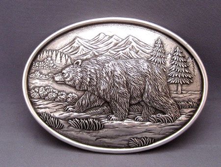 M&amp;F WESTERN - Grizzly Bear Buckle, Color: Argent