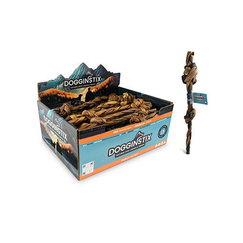 DOGGINSTIX - Braided Lamb Collagen Double Knots, Format: 15&#39;&#39;-17&#39;&#39;