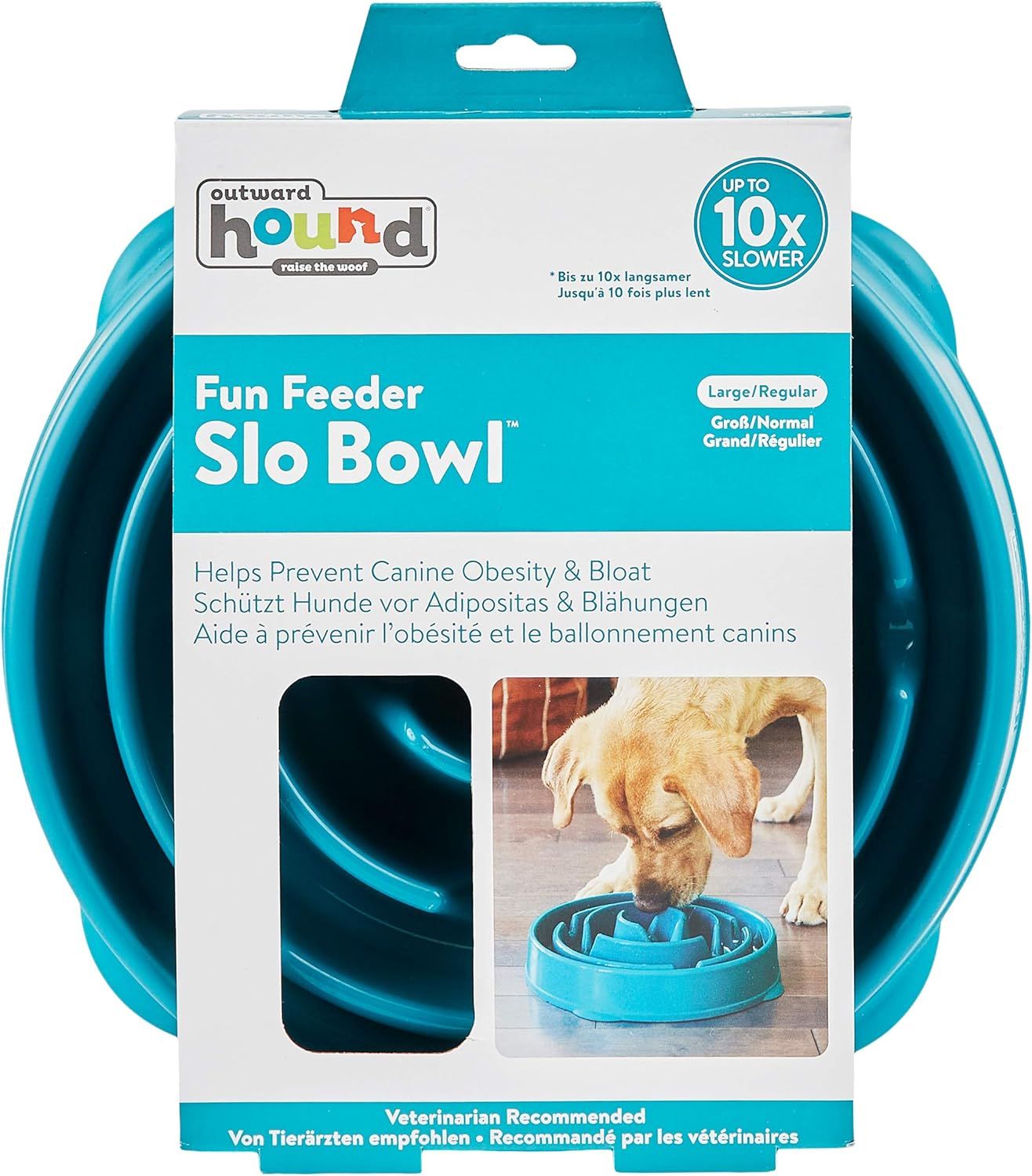 OUTWARD HOUND - Fun Feeder Slo Bowl Dog Teal Slow Feeder, Size: Large