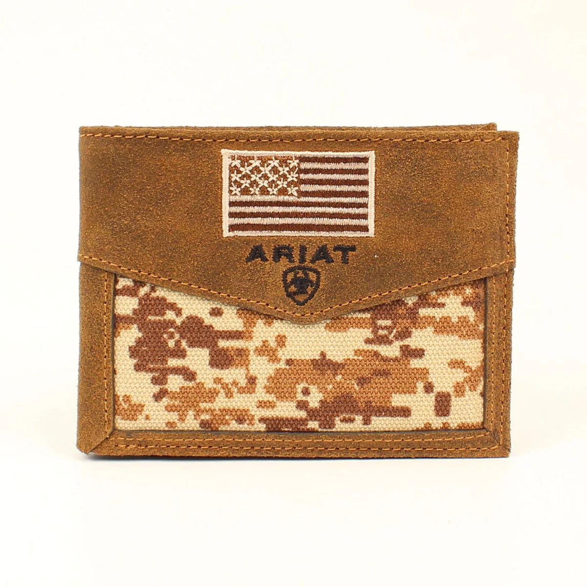 ARIAT - Embroidered USA Flag Tan Wallet, Color: Tan