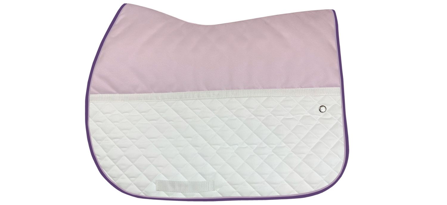OGILVY EQUESTRIAN - Lavender and White Jump FrictionFree Pad, Piping: Lavande, Binding: LW Mauve