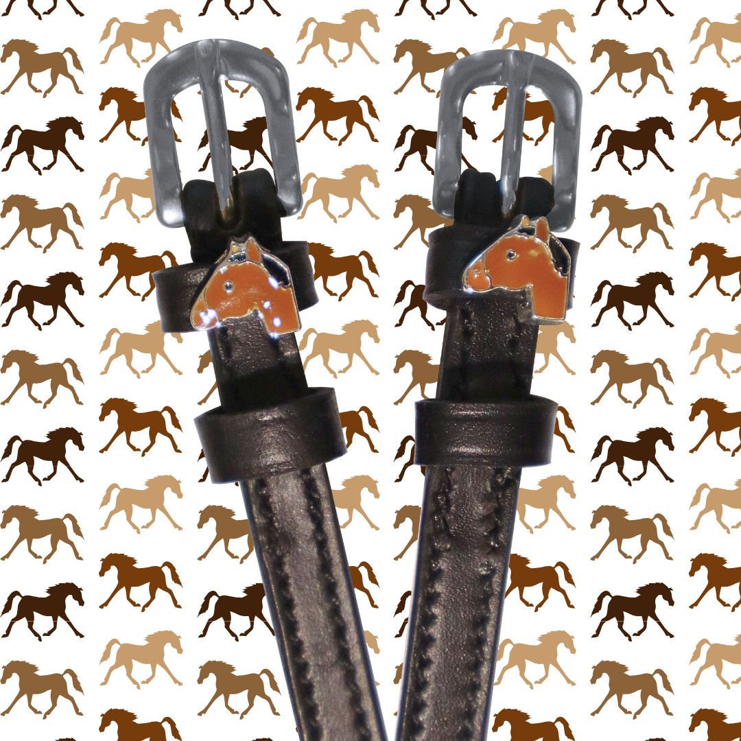 MANEJANE - Spur straps with Animal charm, Type: Cheval bai