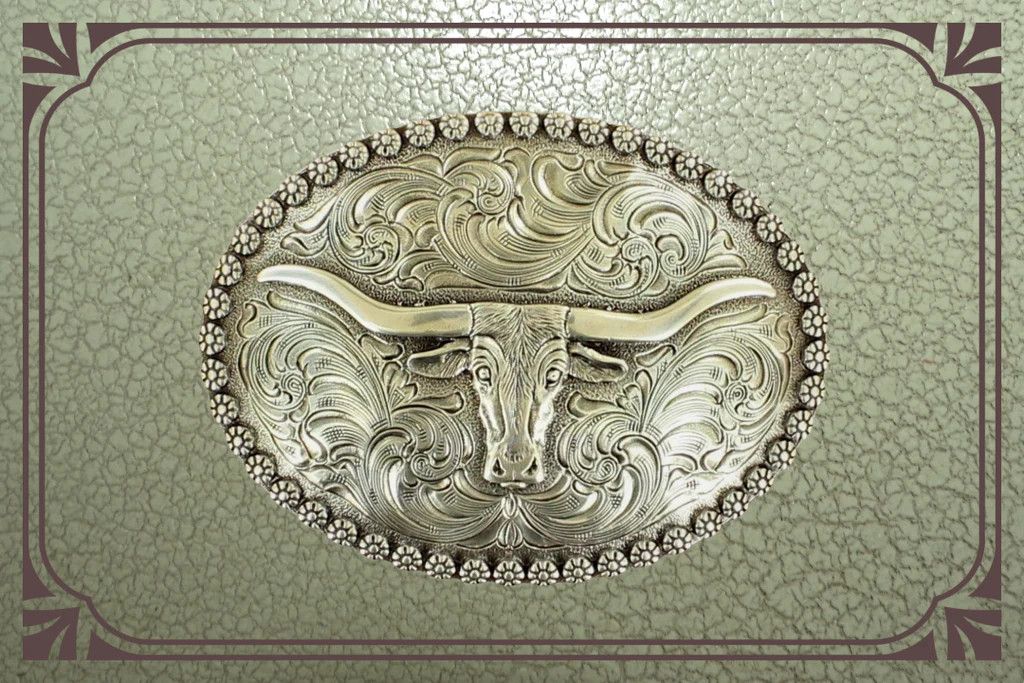 NOCONA - Longhorn Western Buckle, Color: Argent