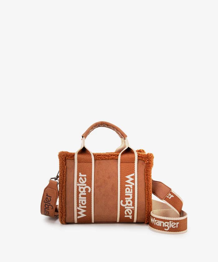 WRANGLER - Sherpa Small Canvas Brown Tote, Format: 9&quot; X 3.3&quot; X 7.5&quot;