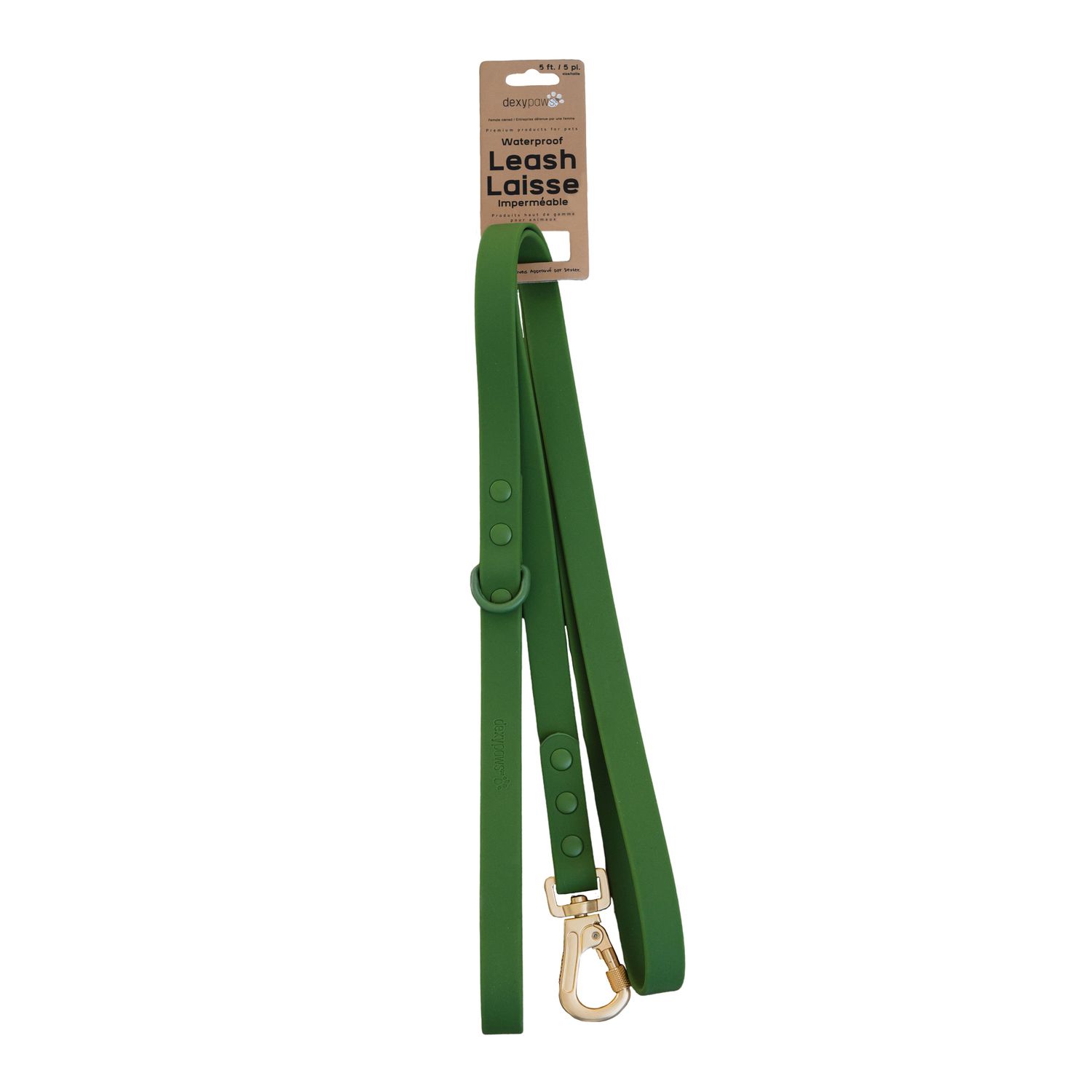 DEXYPAWS - Camo Green Waterproof Dog Leash, Size: 5pieds