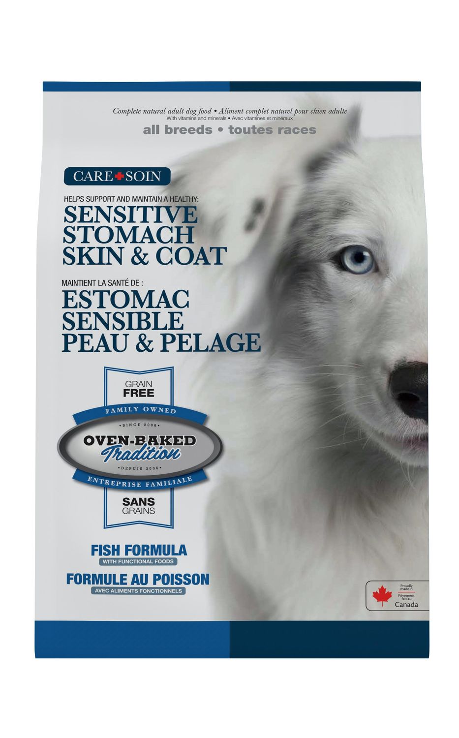 OVEN-BAKED TRADITION - Sensitive Stomach, Skin &amp; Coat Food for All Breeds Dogs, Flavor: Poisson, Format: 4lb