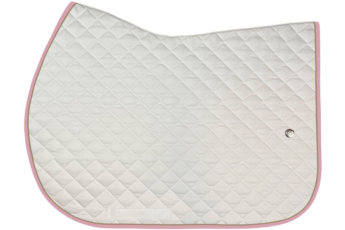 OGILVY EQUESTRIAN - Jumper Profil Pad White/Tan/Baby Pink, Piping: Tan, Binding: Rose Pâle