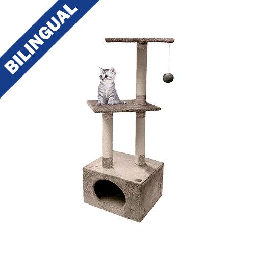 GOO-EEZ - London Two-Tiered Cat Treee w/ Scratching Post, Size: 16&#39;&#39; x 16&#39;&#39; x 43&#39;&#39;