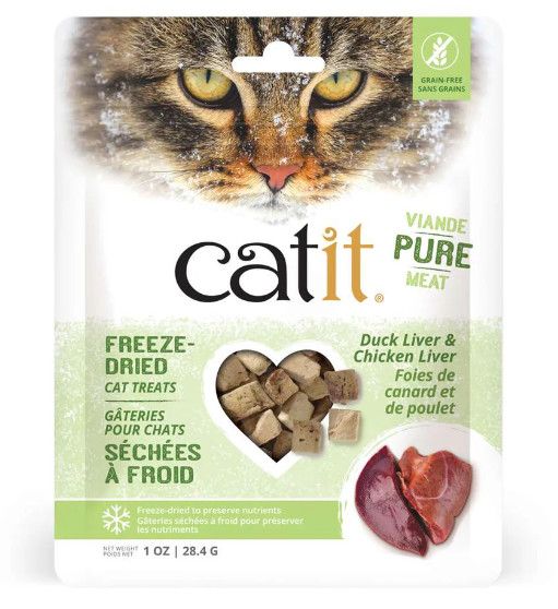 CATIT - Freeze-Dried Duck &amp; Chicken Liver Cat Treats, Size: 1oz