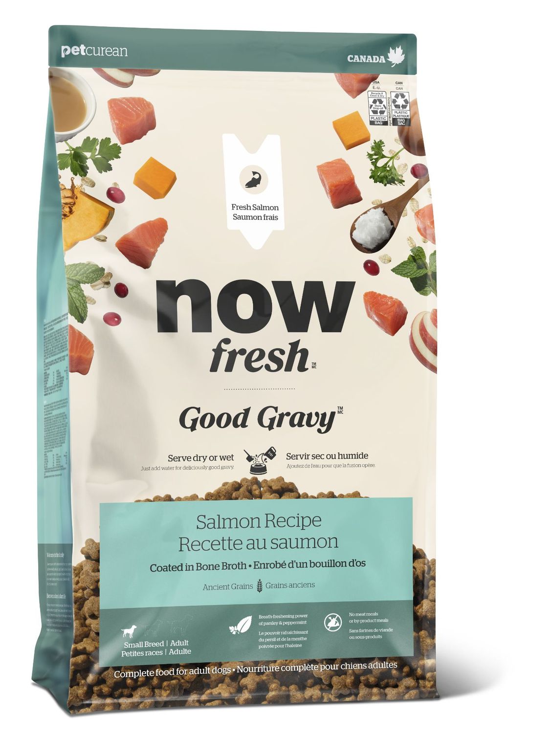 PETCUREAN - Now Fresh Good Gravy Fish Recipe for Small Breeds Dogs, Flavour: Saumon, Size: 3.5lbs