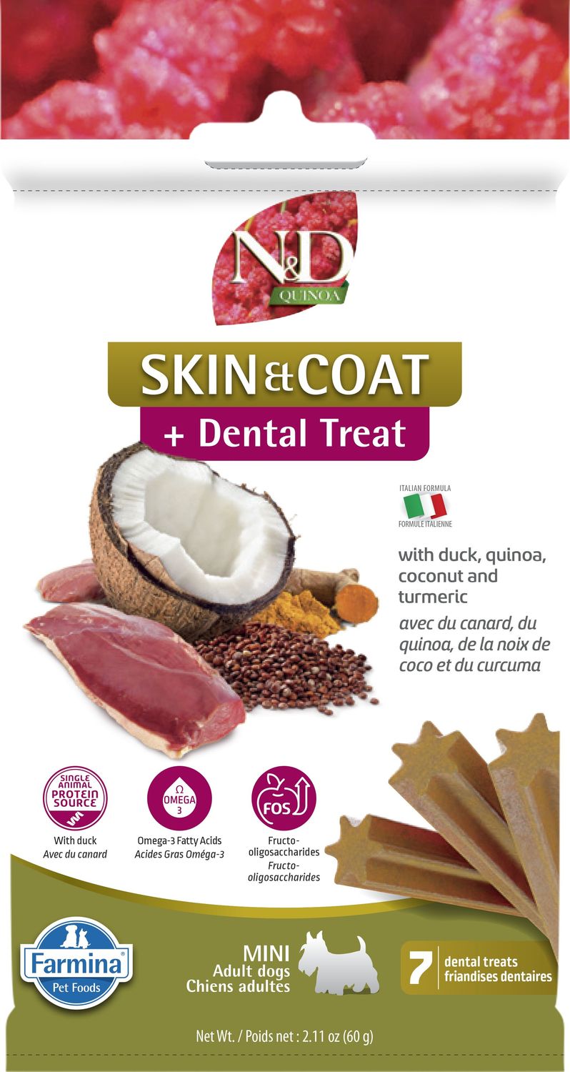 FARMINA - N&amp;D Duck / Quinoa Skin &amp; Coat Dental Treat, Type: Chien de Petite Race &amp; Mini, Size: 60g