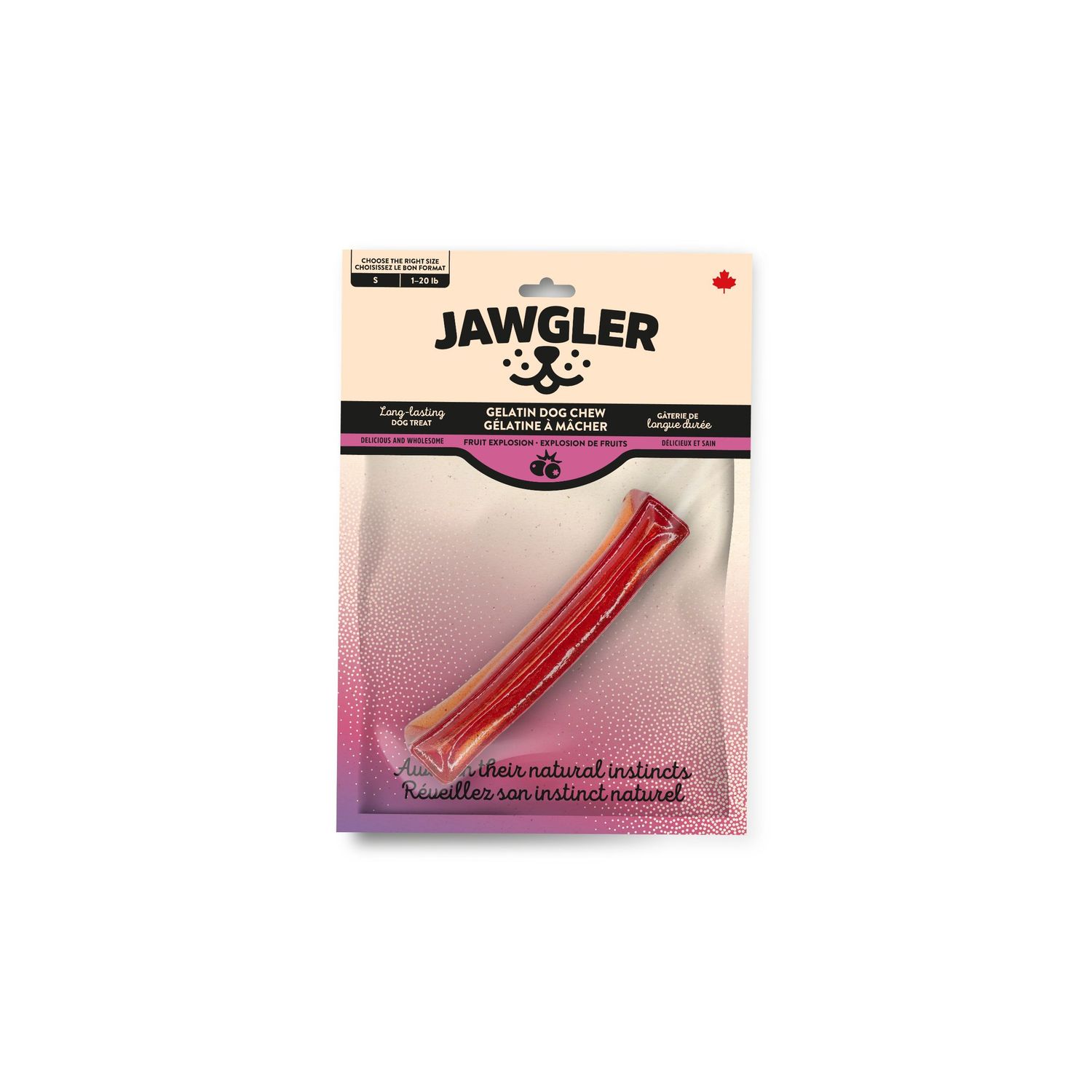 JAWGLER - Fruit Explosion Gelatin Dog Chew, Size: Petit