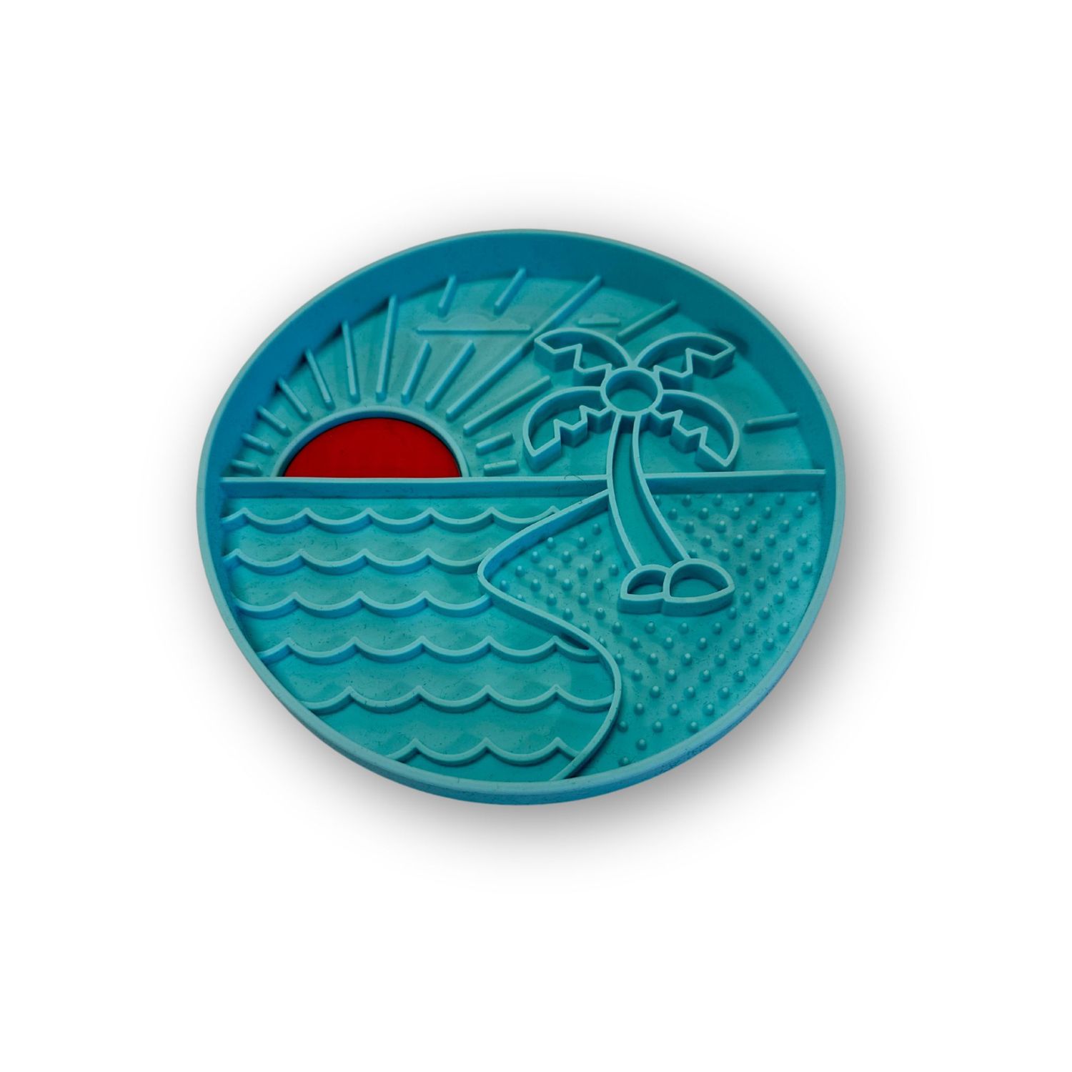 MESSY MUTTS - Beach Sunset Scene Silicone Dog Lick Bowl, Colour: Turquoise