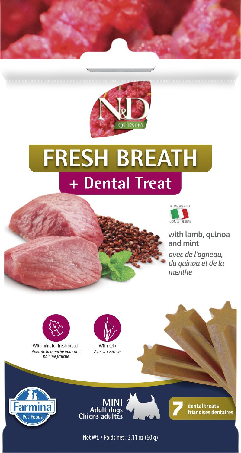 FARMINA - Quinoa Dental Treat N&amp;D Fresh Breath, Type: Chien de Petite Race &amp; Mini, Size: 60g