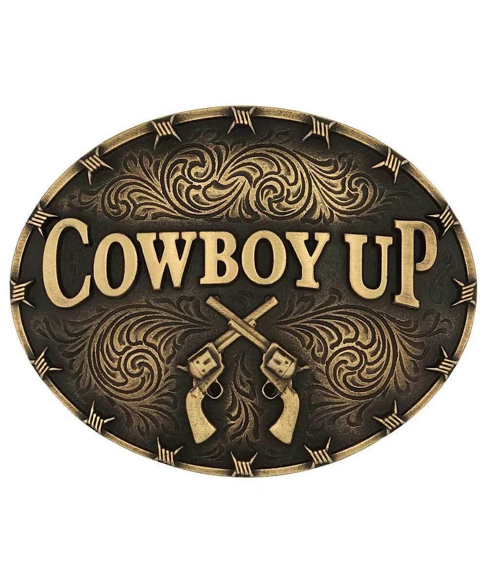 MONTANA SILVERSMITHS - Cowboy Up Attitude Buckle, Colour: Old Gold