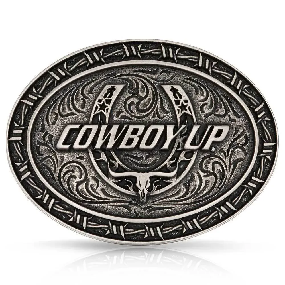 MONTANA SILVERSMITHS - Cowboy Up Barbed Wire Buckle