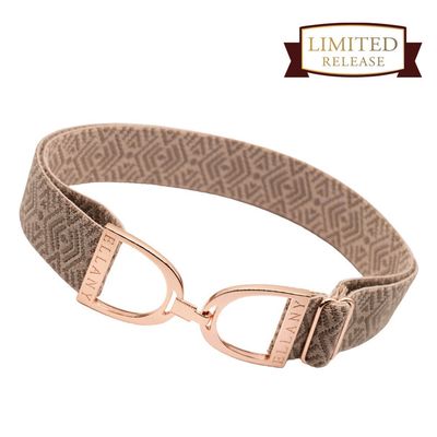 ELLANY - Elastic Belt 1.5&quot; Taupe Tribal and Rose Gold