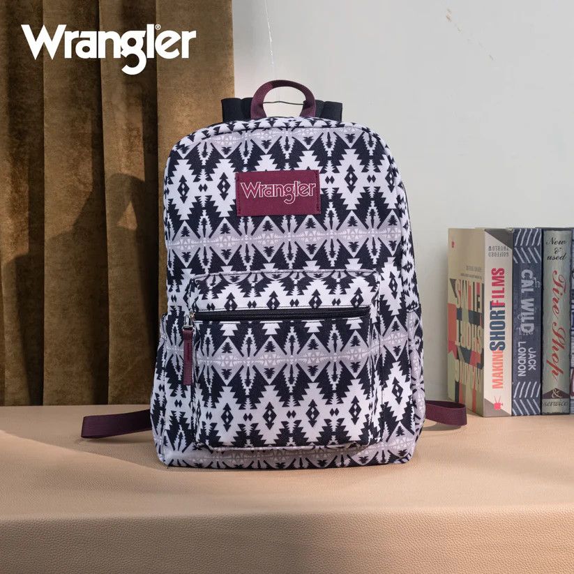 WRANGLER - Aztec Print Black Backpack, Size: 11.5&quot; x 4&quot; x 16&quot;