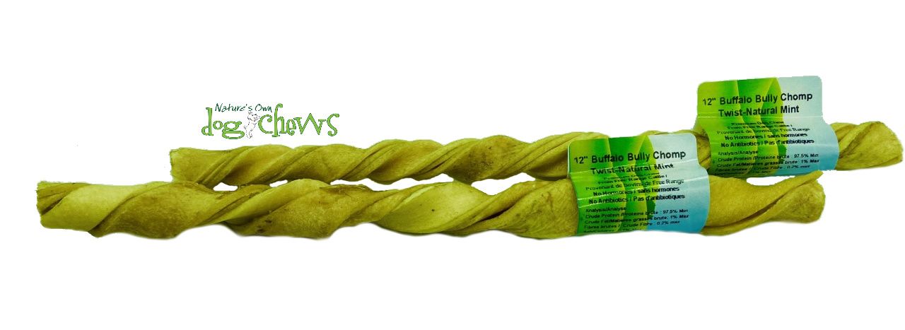 NATURE&#39;S OWN DOG CHEWS - Twisted Mint Buffalo Bully Chomp, Size: 12&#39;&#39;