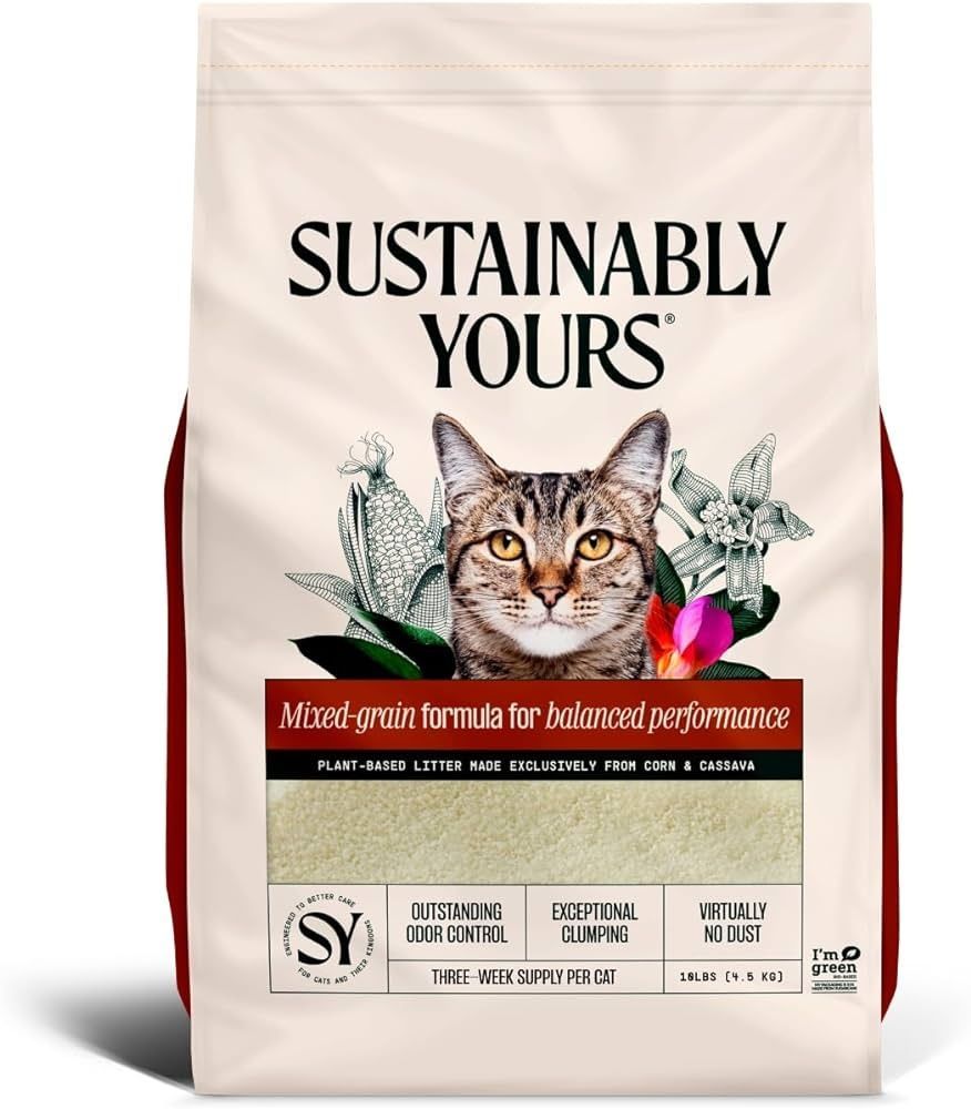 SUSTAINABLY YOURS - Mixed-Grain Performance Clumping Litter, Format: 13lbs