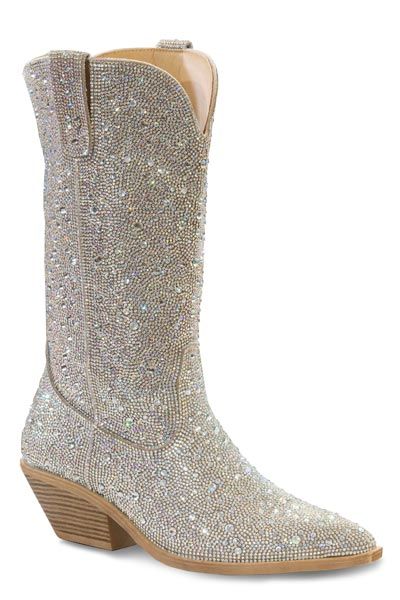ROPER - Silver Crystal Vamp &amp; Shaft Western Boot