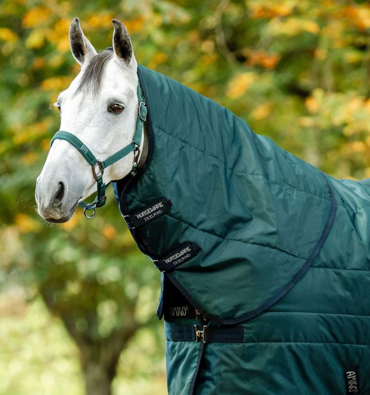 HORSEWARE - Amigo Ripstop Insulator Stable Hood 200g Dynasty Green/Navy/Silver