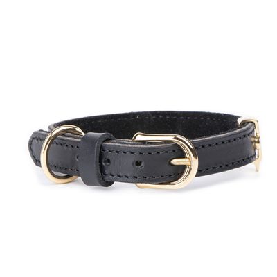 MYFAMILY - Black Ginevra Collar in Leather with Gold Finishes