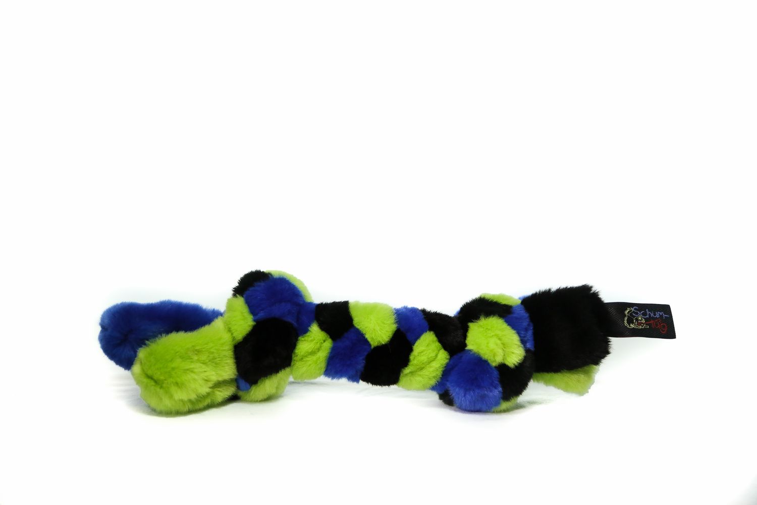 SCHUM TUG - &quot;Regular&quot; Plush Rope, Color: Vert/Bleu/Noir, Size: Petit