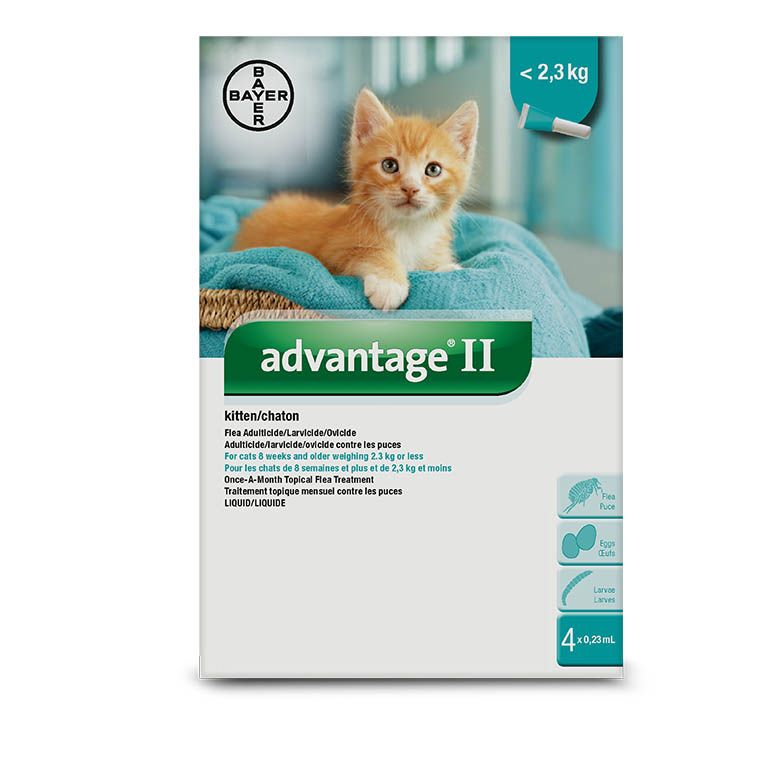 ELANCO - Advantage II Topical Flea Treatment for Kitten, Type: 2.3kg et Moins, Format: 2 Doses