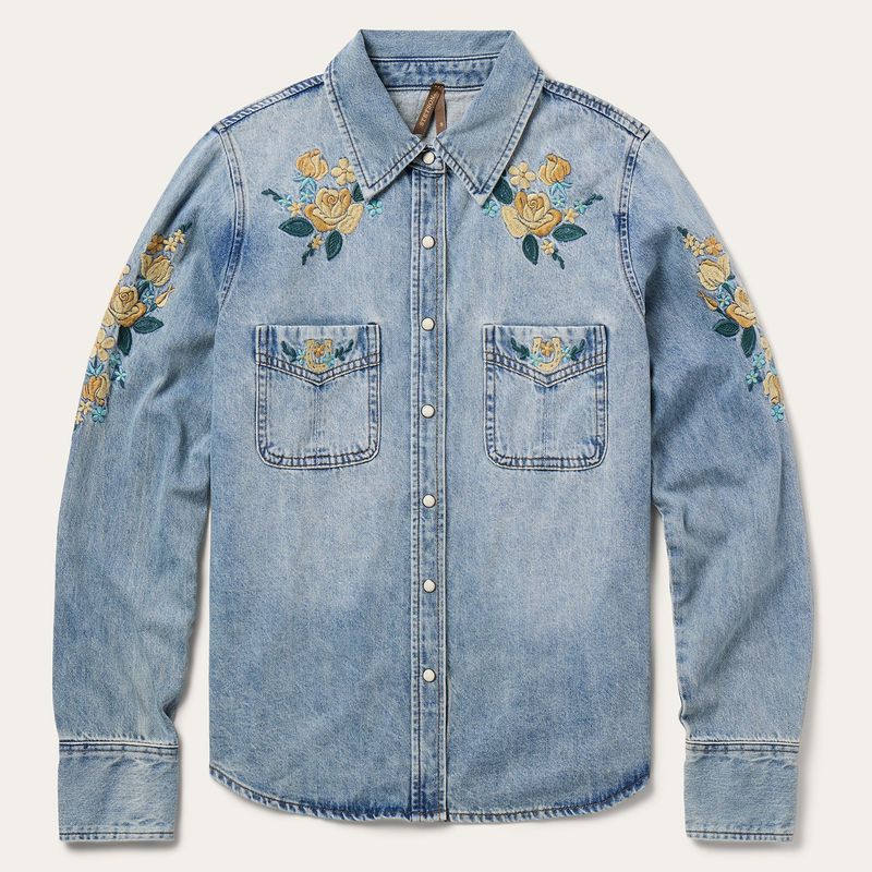 STETSON - Embroidered Loose Fit Denim Shirt