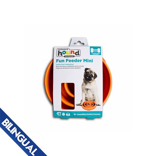 OUTWARD HOUND - Fun Feeder Slo Bowl Dog Orange Slow Feeder, Size: Mini
