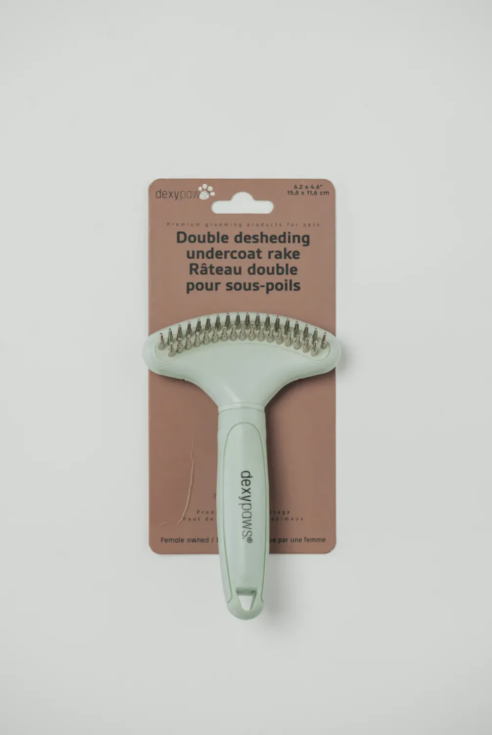 DEXYPAWS - Double Deshedding Undercoat Rake, Colour: Sage Green