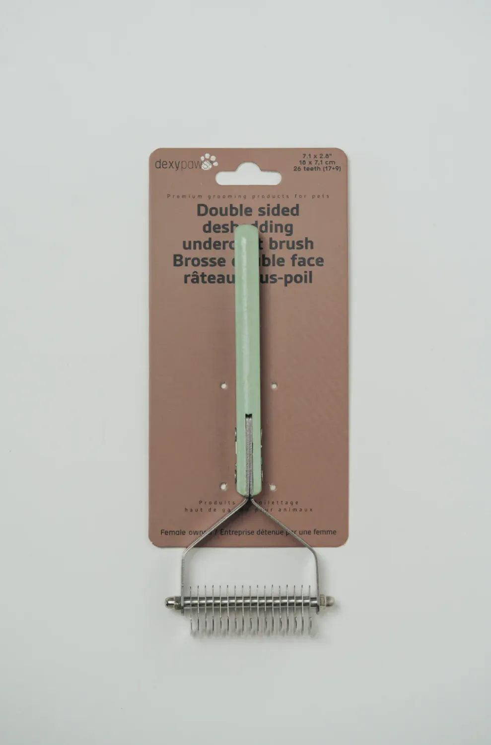 DEXYPAWS - Double Sided Deshedding Undercoat Brush, Colour: Sage Green