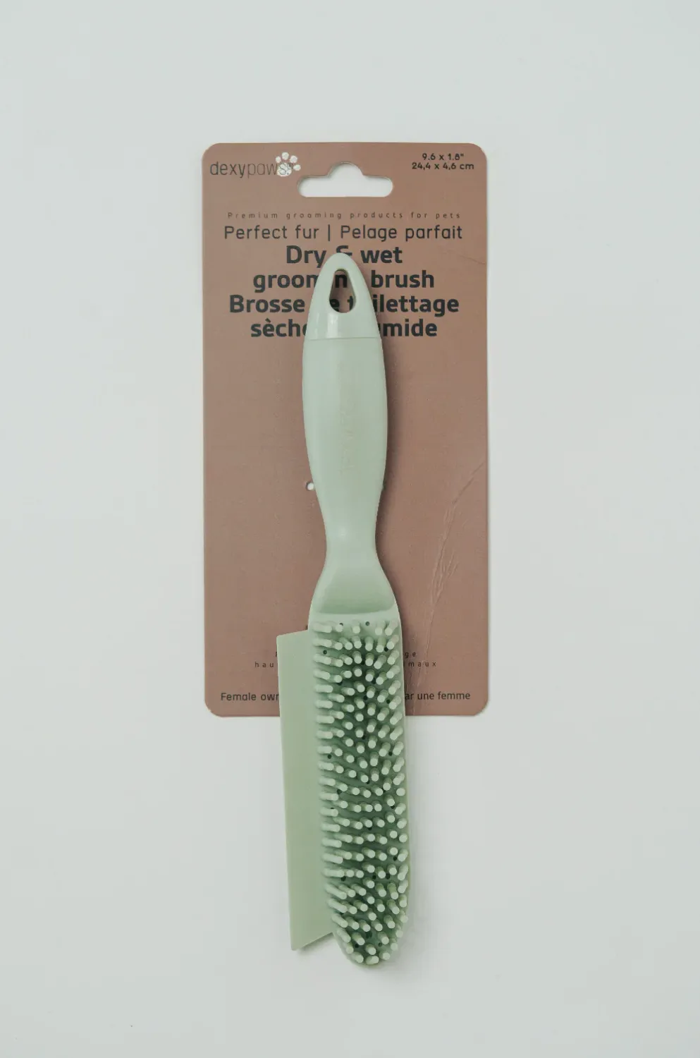 DEXYPAWS - Dry &amp; Wet Grooming Brush, Colour: Vert Sauge