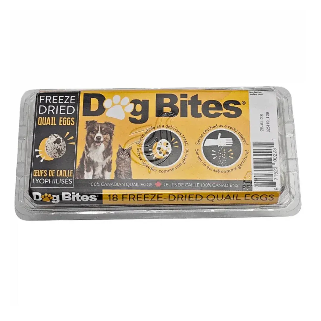 DOG BITES - Freeze Dried Quail Eggs, Size: Paquet de 18x