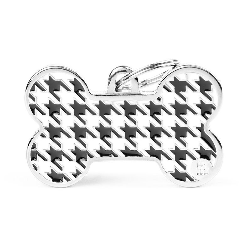 MYFAMILY - Style Pied-de-Poule Black Bone ID Tag