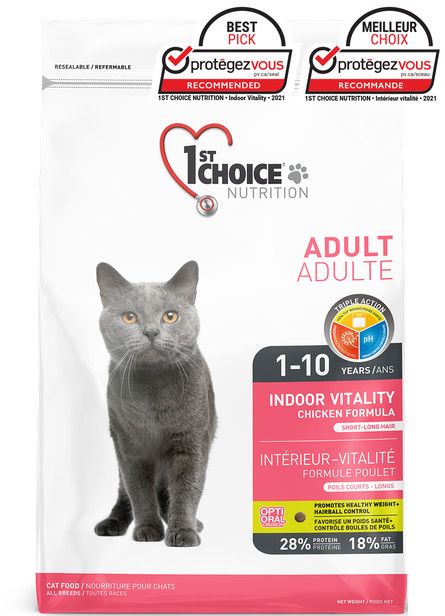 1st CHOICE - Indoor Vitality for all Breeds Adult Cats, Format: 2.72kg