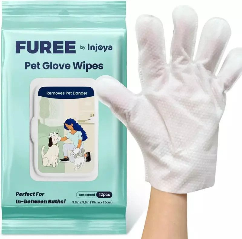INJOYA - Hypoallergenic Pet Glove Wipes, Size: 12x Pack