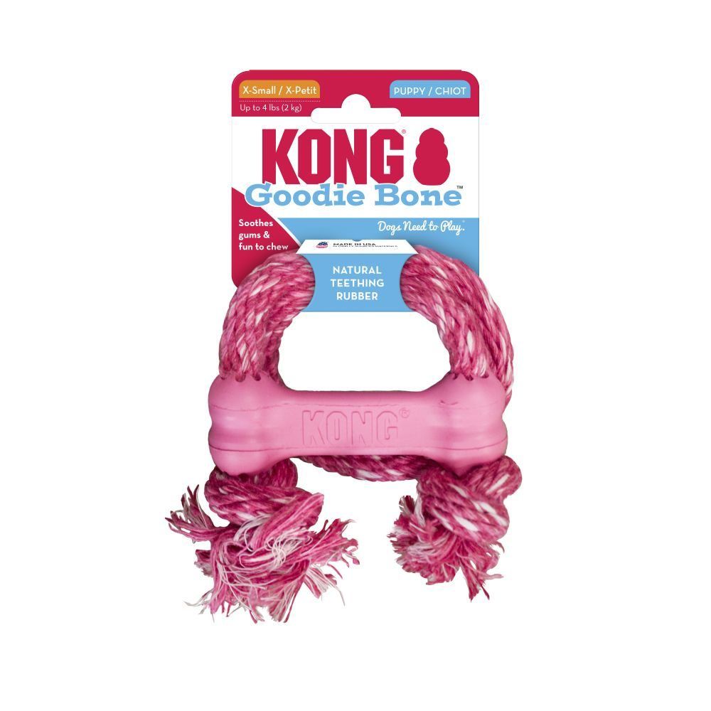 KONG - Puppy Goodie Bone with Rope, Size: XSmall