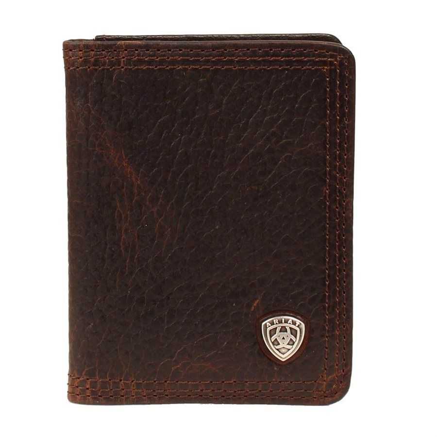 ARIAT - Rowdy Brown Wallet w/Flip Shield Logo, Type: Bi-Fold