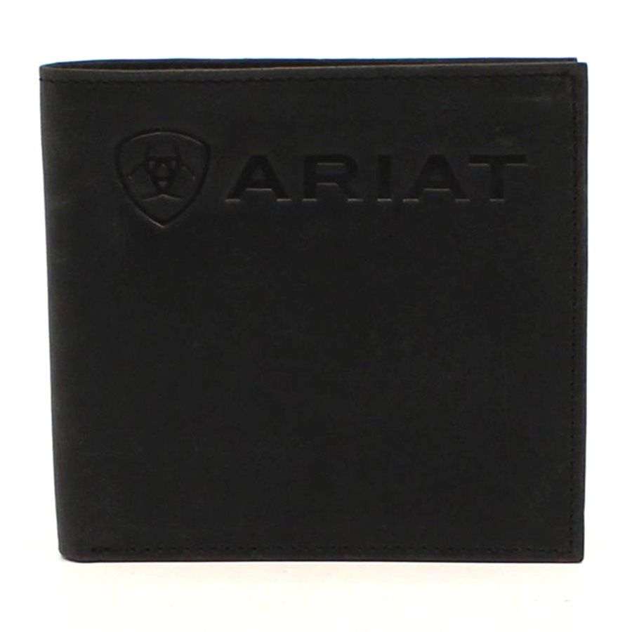 ARIAT - Smooth Black Leather BiFold Wallet, Type: Bifold
