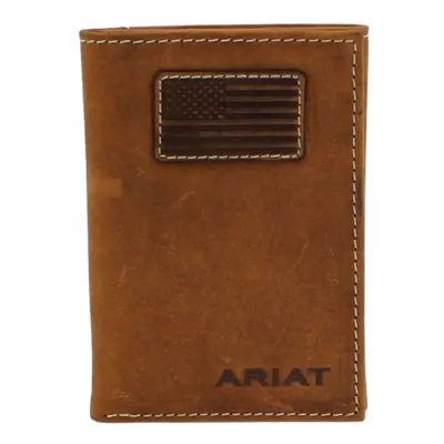 ARIAT - USA Flag Leather TriFold Wallet