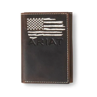 ARIAT - Distressed White Stitched USA Flag Logo Wallet