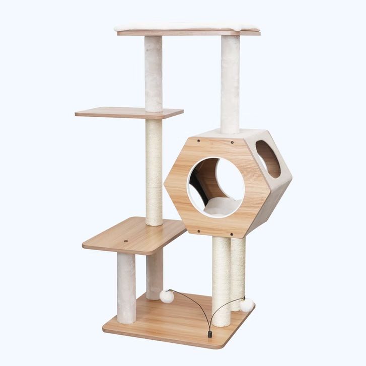 PETPALS - Wagon Style Wooden 4-Level Cat Tree