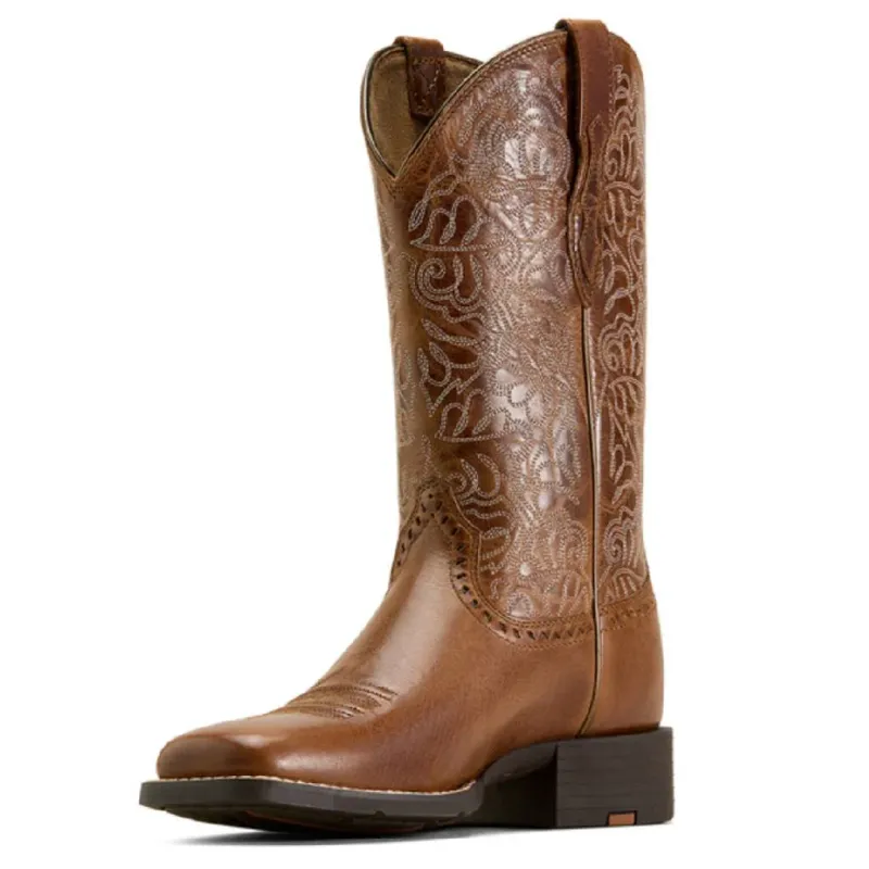 ARIAT - Round Up Remuda Wide Square Toe Western Boot Aged Tan