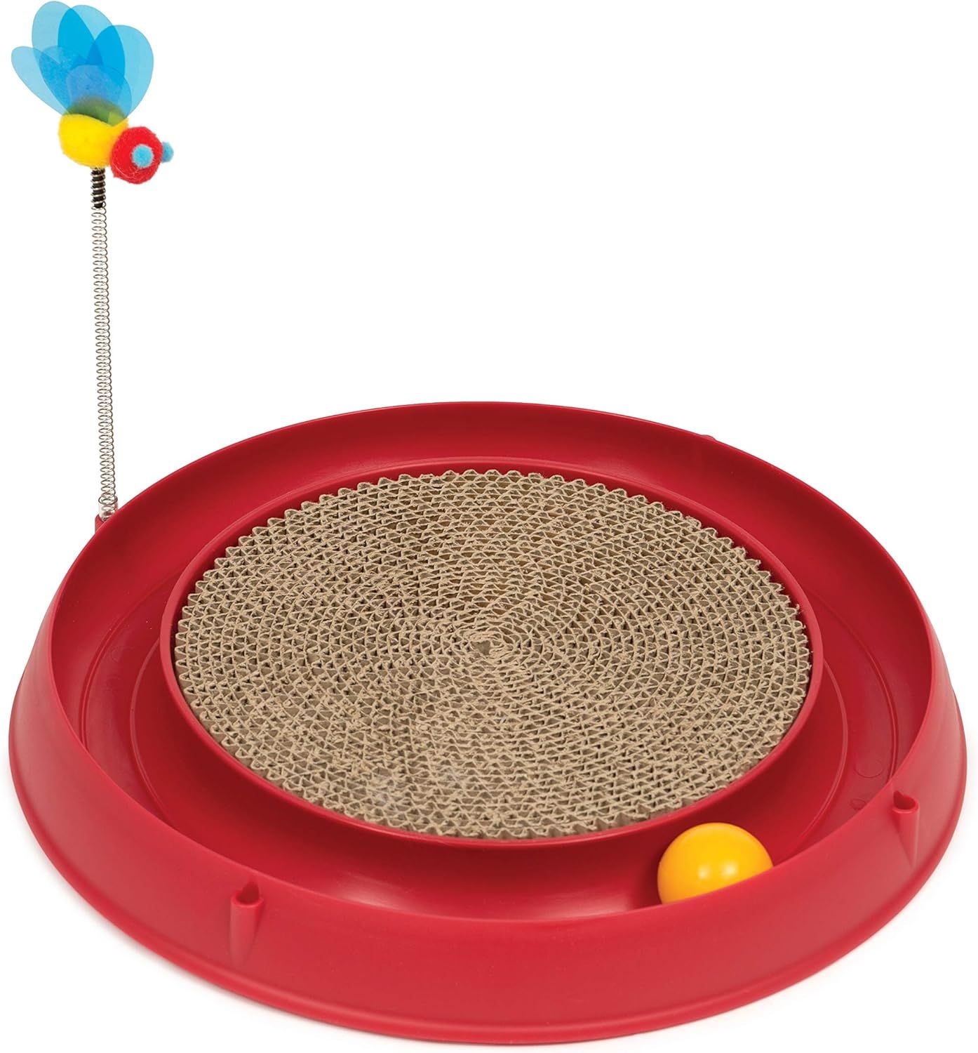 CATIT - Play 3-in-1 Circuit Ball Toy w/ Scratch Pad, Colour: Red