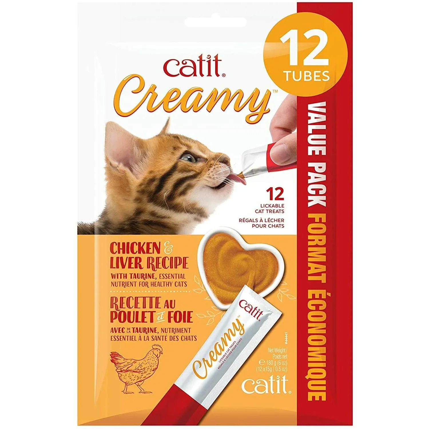 CATIT - Creamy Lickable Chicken &amp; Liver Cat Treats, Size: 12Pack