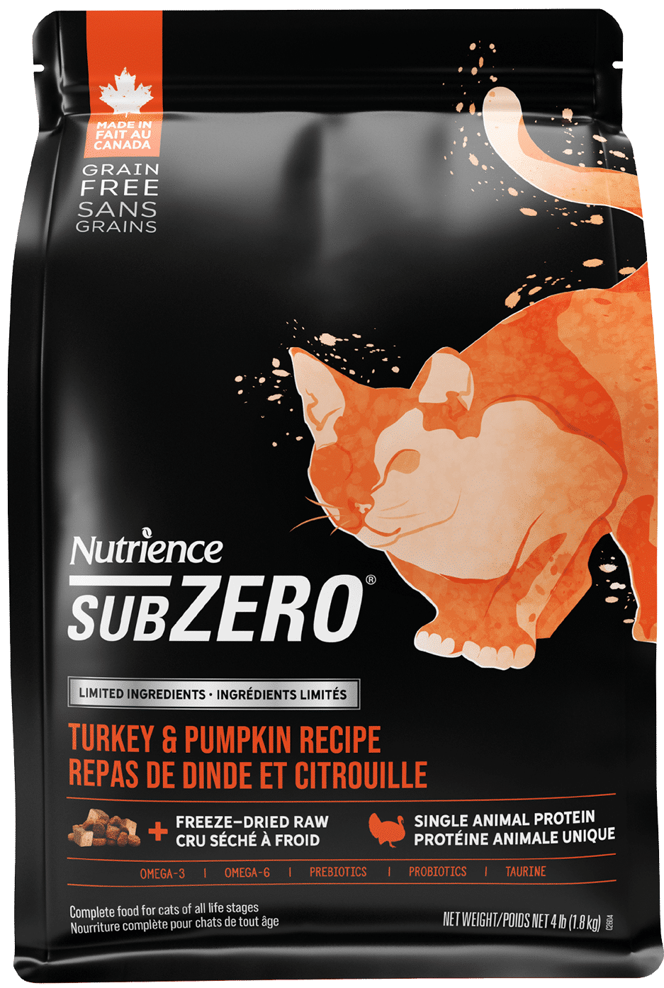 NUTRIENCE - SubZero Turkey &amp; Pumpkin Limited Ingredient Cat Food, Size: 1.8kg